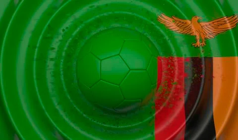 Zambia, soccer ball, complementing the composition in the form of a flag Stock Illustration
