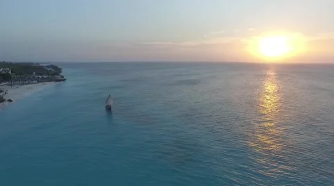 Zanzibar Boat in Sunset Video stock 67519930