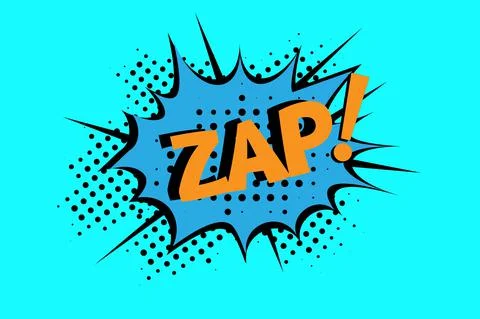 ZAP Comic lettering Vector cartoon illustration in retro pop art style on hal Stock Illustration