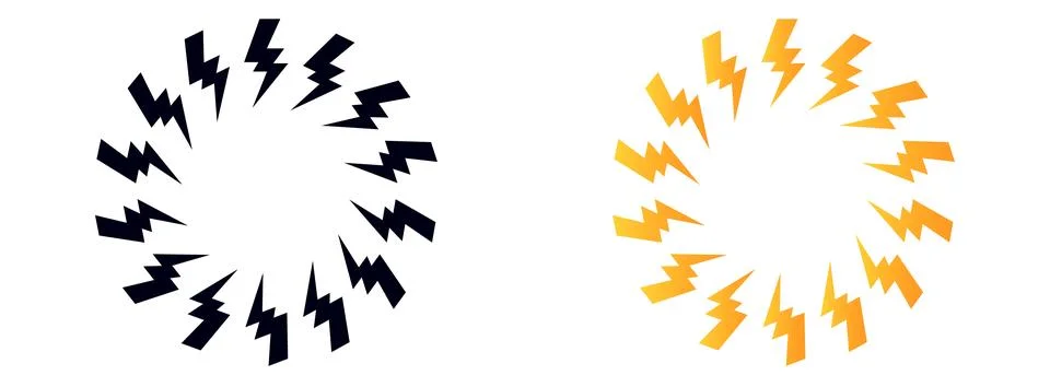 Zap lightning circle frame. Flash bolt round border Stock Illustration
