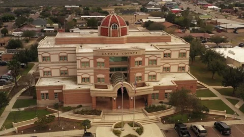 Zapata County Courthouse and Small Town Surroundings, Zapata, Texas, USA Stock Footage 142114483