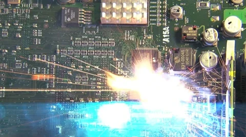 Zapping Exploding Electronic Circuit Board Stock Footage 10749013