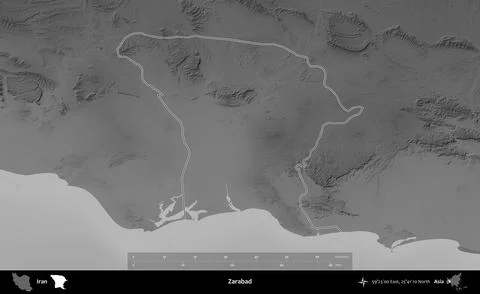 Zarabad outlined, Iran. Grayscale Stock Illustration