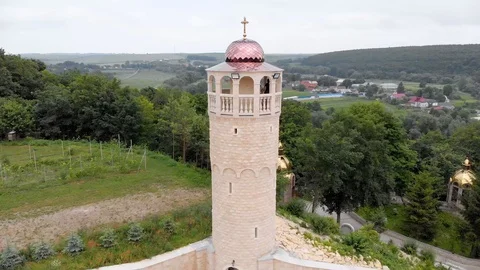 Zarvanitsa, New Jerusalem. Quadcopter shooting. Cathedral in Ukraine Stock Footage 112121140