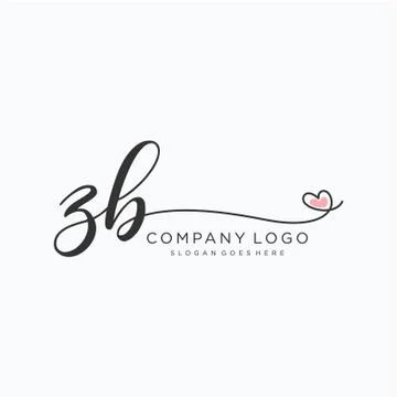ZB Initial handwriting logo design Stock Illustration