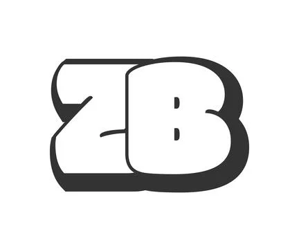 ZB logo, bubble comic lettering, rounded in graffiti style black and white .. Illustrazione stock