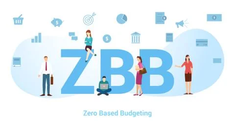 Zbb zero based budgeting concept with big word or text and team people with m Stock Illustration