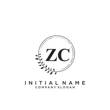 ZC Initial handwriting logo design Illustrazione stock
