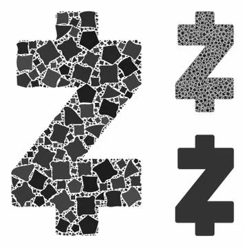 Zcash Composition Icon of Rough Elements 스톡 일러스트