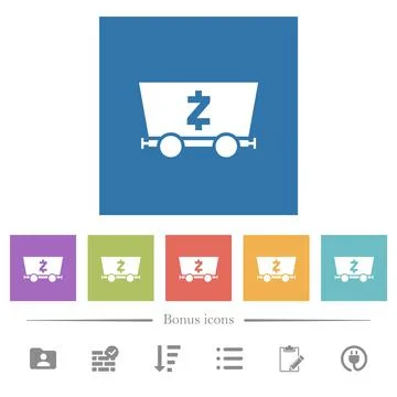 Zcash criptocurrency mining flat white icons in square backgrounds Stock-Illustration