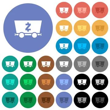 Zcash criptocurrency mining round flat multi colored icons Stock-Illustration