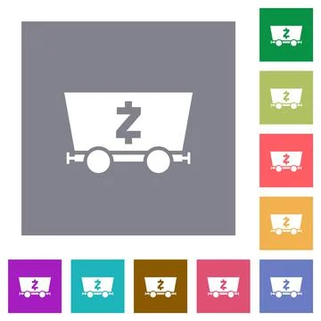 Zcash criptocurrency mining square flat icons Stock-Illustration