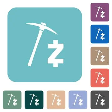 Zcash cryptocurrency mining rounded square flat icons Stock-Illustration