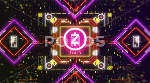 Zcash cryptocurrency security transfer process. Altcoin sign business background Stock Photos