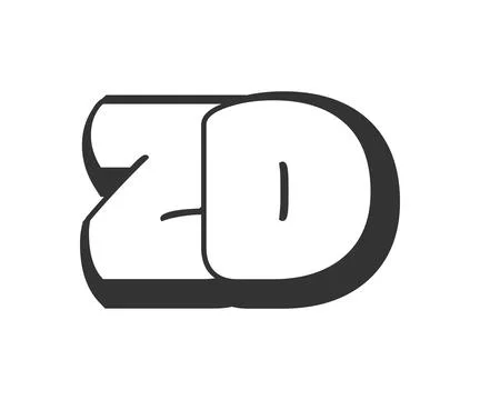 ZD logo, bubble comic lettering, rounded in graffiti style black and white .. Illustrazione stock