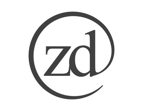 ZD logo from two letter with circle shape email sign style. Z and D round l.. Stock Illustration