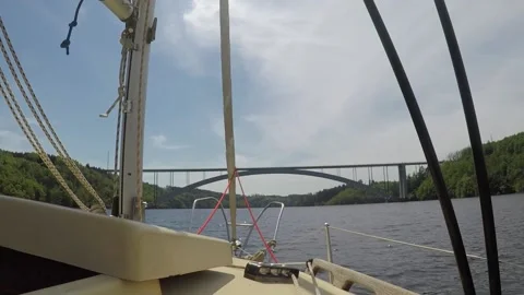 Žďákovský most boat view Stock Footage 200014471