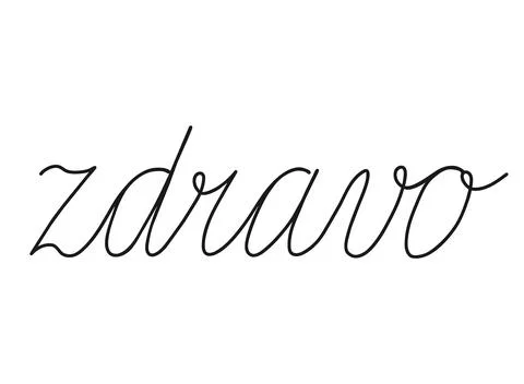 Zdravo write calligraphy word, continuous line drawing. Greeting, hello on Illustrazione stock