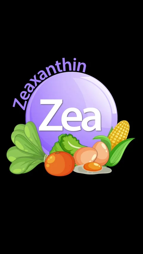 Zeaxanthin Nutrient Animation With Vegetables and Black Background Stock Footage 314248394
