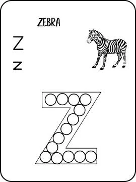 Zebra abc animals dot markers activity Pages Stock Illustration