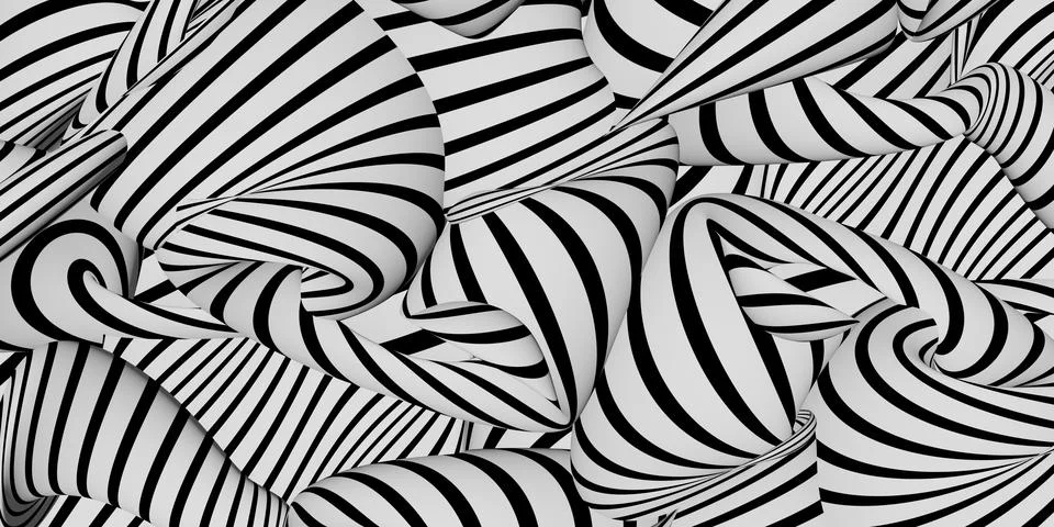 Zebra abstract waves ripple background image 3D illustration Stock Illustration