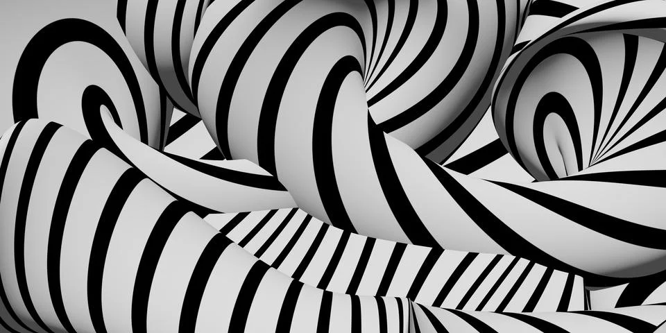Zebra abstract waves ripple background image 3D illustration Stock Illustration