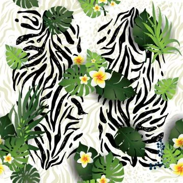 Zebra and leaves Stock Illustration