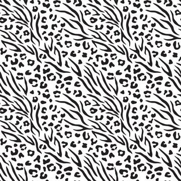 Zebra and leopard wildlife pattern Stock Illustration