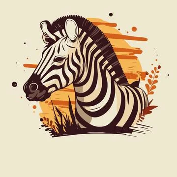 Zebra animal character logo mascot in cartoon flat color illustration Stock Illustration