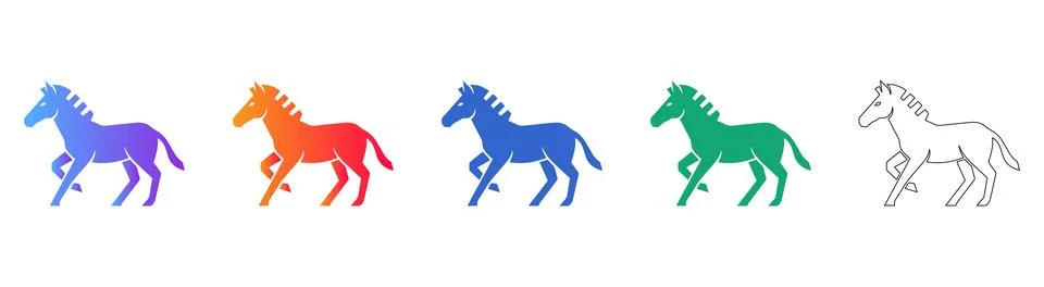 Zebra Animal Icon Set in Multiple Styles 库存插图