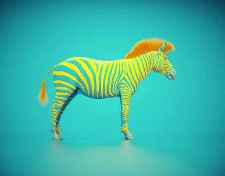 Zebra on blue background. Creative and complex concept. Illustrazione stock