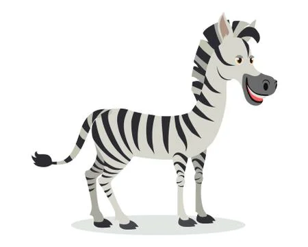 Zebra Cartoon Icon in Flat Design Stock Illustration