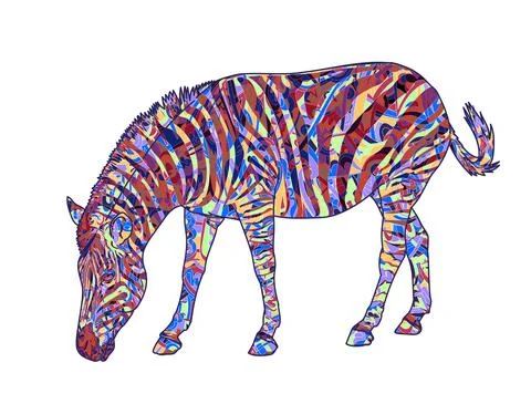 Zebra with colorful pattern. Stock Illustration