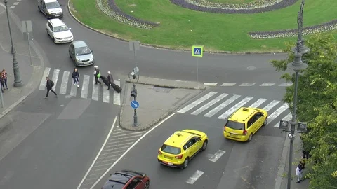 Zebra Crossing Budapest Stock Footage 99254754