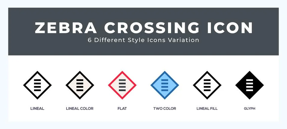 Zebra crossing icon set pack vector illustration. Stock Illustration