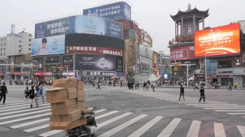 Zebra crossing at intersection,Changsha,Hunan,China 動画素材 123200379