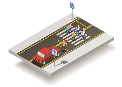Zebra Crossing Road Composition Illustrazione stock