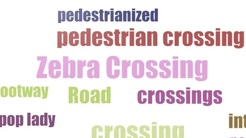 Zebra Crossing Tag Cloud Animated Isolated Stock Footage 103095695
