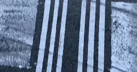 Zebra crossing with white stripes divided into two sets Stock Footage 200316686