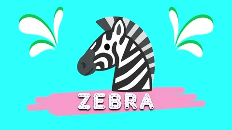 Zebra cute adorable animals name animated motion graphics 3D Stock Footage 297684874