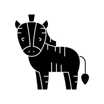 Zebra cute icon, vector illustration, black sign on isolated background Stock Illustration