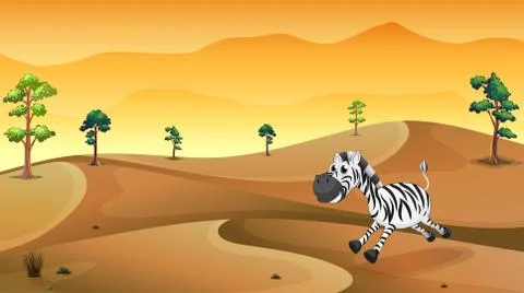 A zebra in the desert Stock Illustration