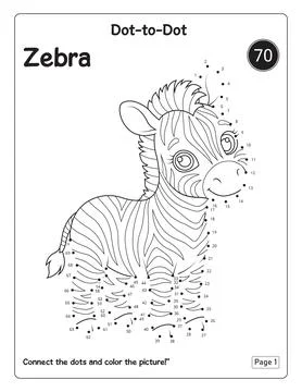 Zebra Dot To Dot Activity Worksheet For Kids Number Counting And Fun Coloring Stock Illustration