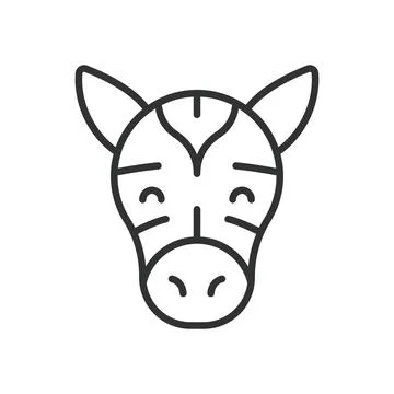 Zebra face, icon in line design. zebra, animal, wild, stripes, mammal, safari Stock Illustration