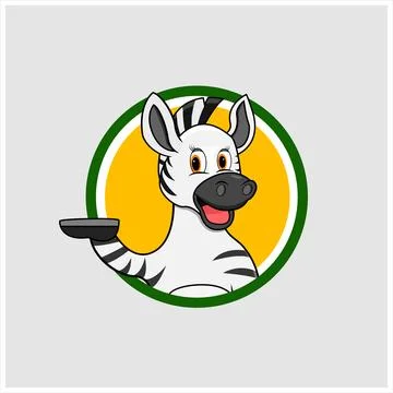 Zebra Head Circle Label With Funny Smile Expression Stock Illustration