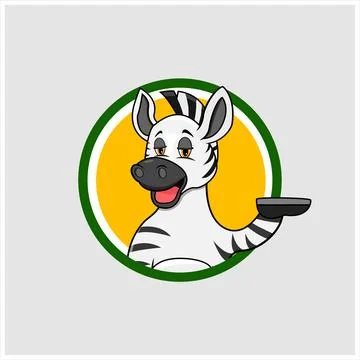 Zebra Head Circle Label With Relax Smile Expression Illustrazione stock