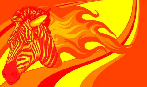 Zebra head with flames Vector illustration design Illustrazione stock