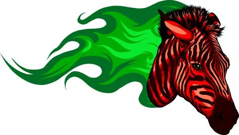 Zebra head with flames Vector illustration design Stock Illustration