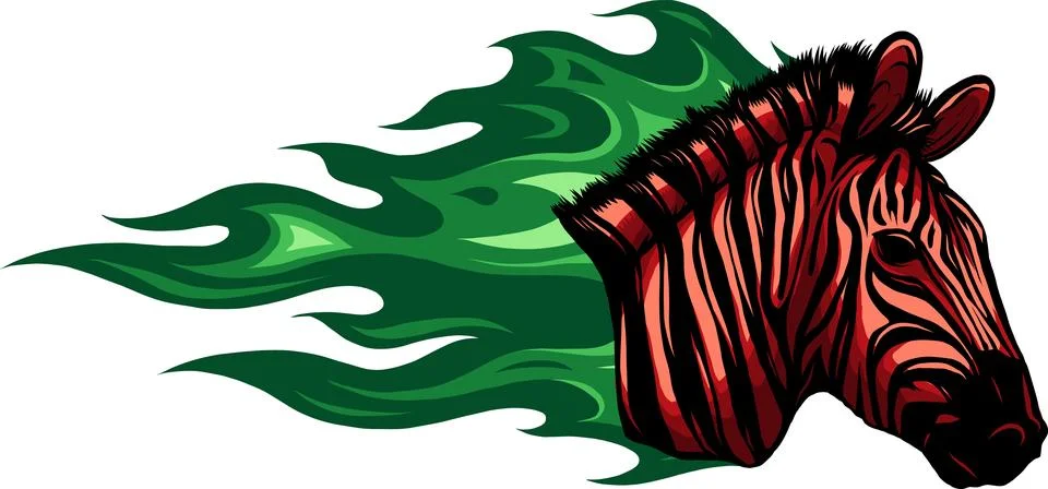 Zebra head with flames Vector illustration design Stock Illustration