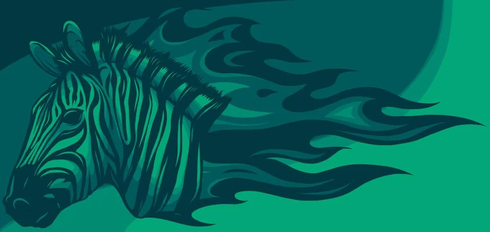 Zebra head with flames Vector illustration design Stock Illustration